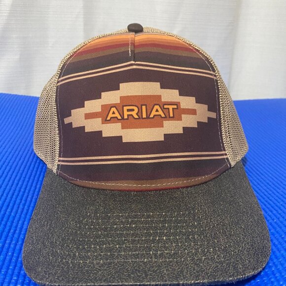 ARIAT 10 ARIAT Ladies Snap Back Aztec Logo Hat, Tan - Picture 3 of 4